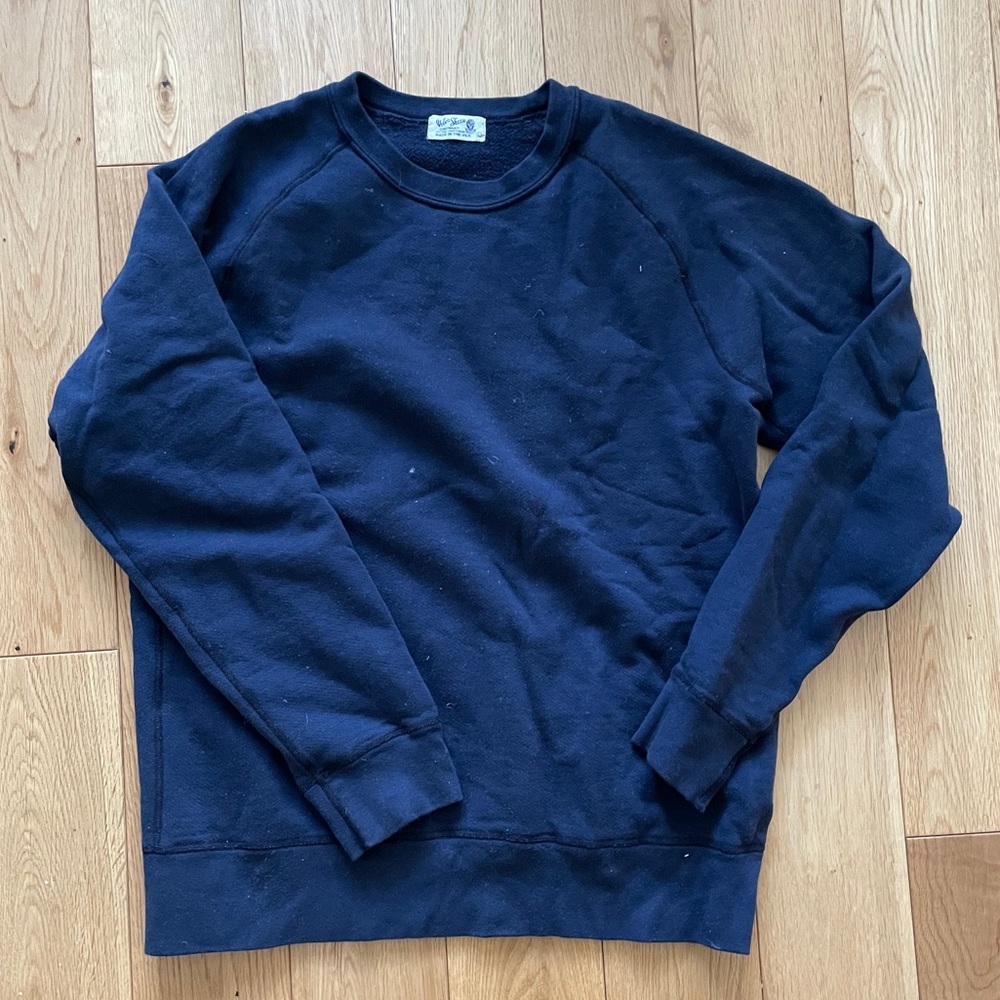 VELVA SHEEN MENS RAGLAN SWEATSHIRT NAVY SIZE L